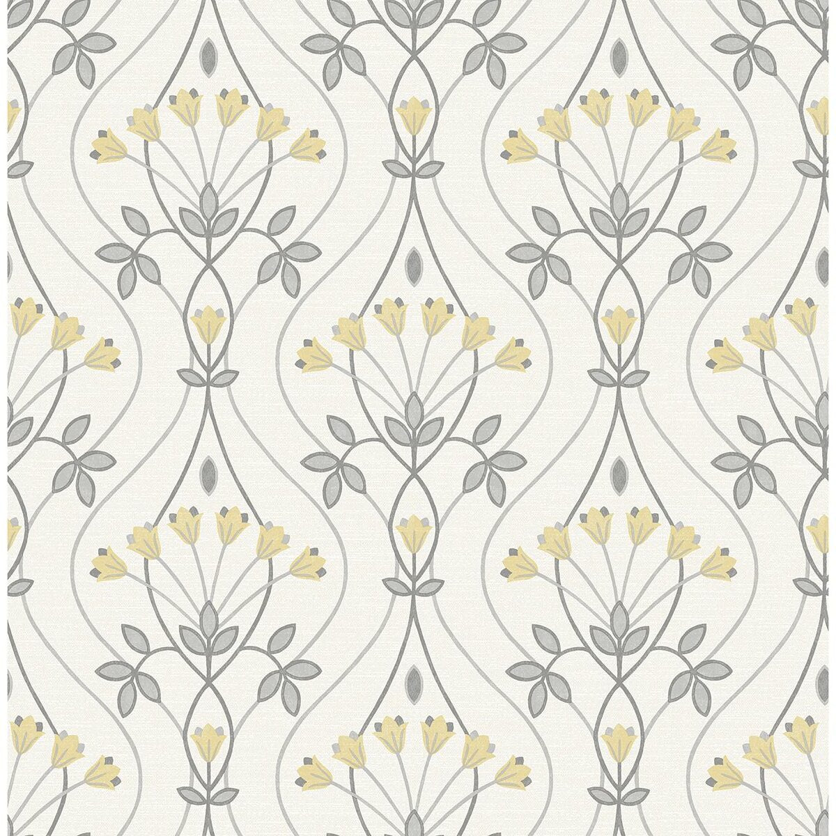 Dard Grey Tulip Ogee Wallpaper