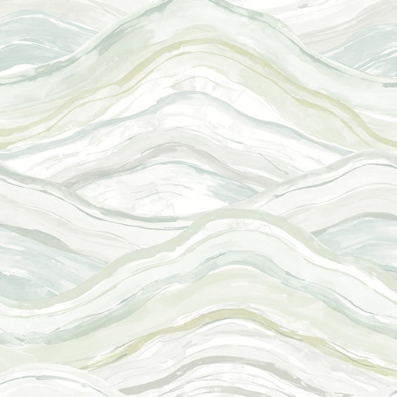 Dorea Sea Green Striated Waves Wallpaper