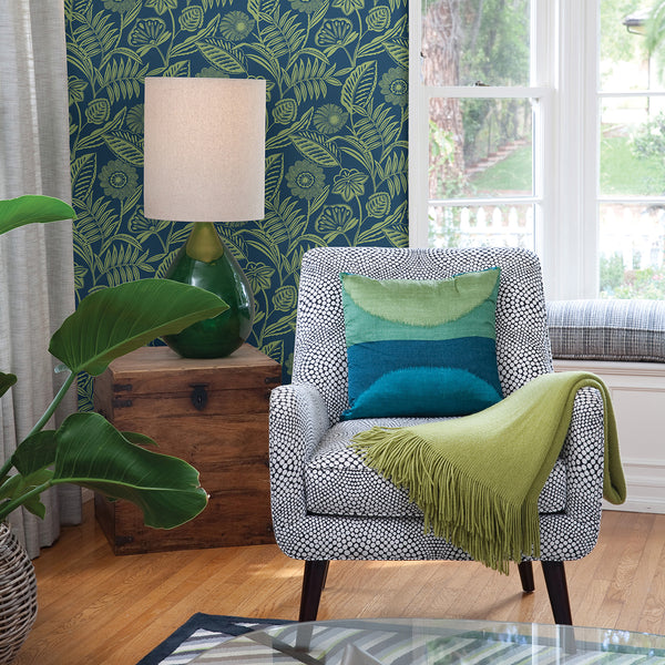 Alma Blue Tropical Floral Wallpaper