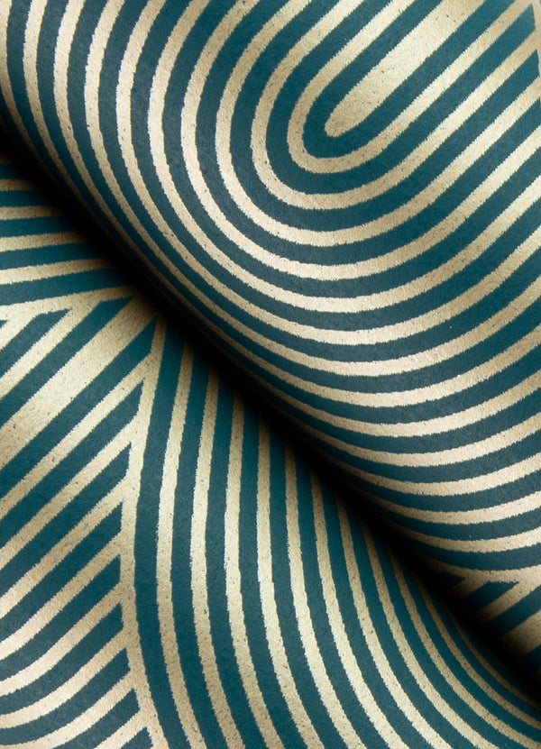 Oxxon Teal Deco Arches Wallpaper