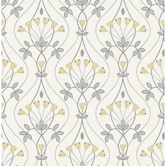 Dard Grey Tulip Ogee Wallpaper