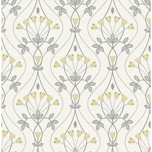 Dard Grey Tulip Ogee Wallpaper