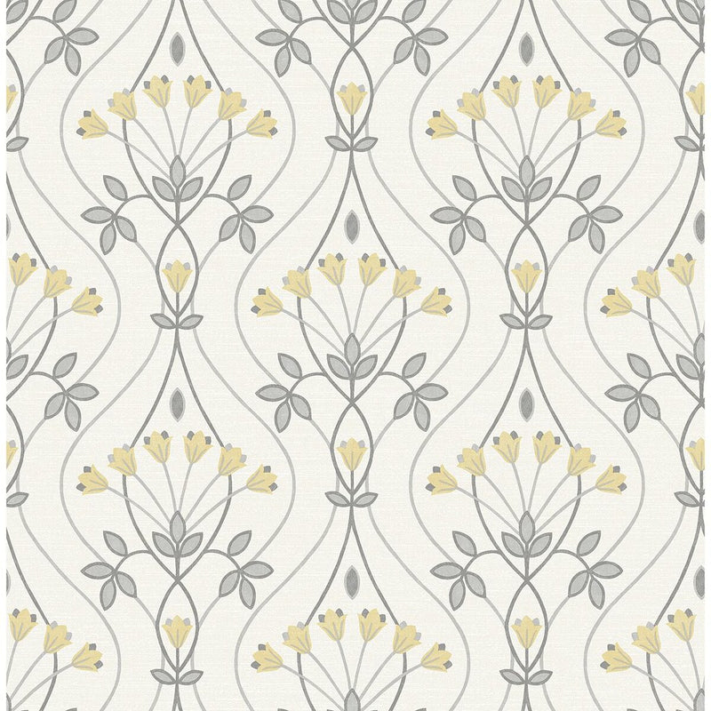 Dard Grey Tulip Ogee Wallpaper