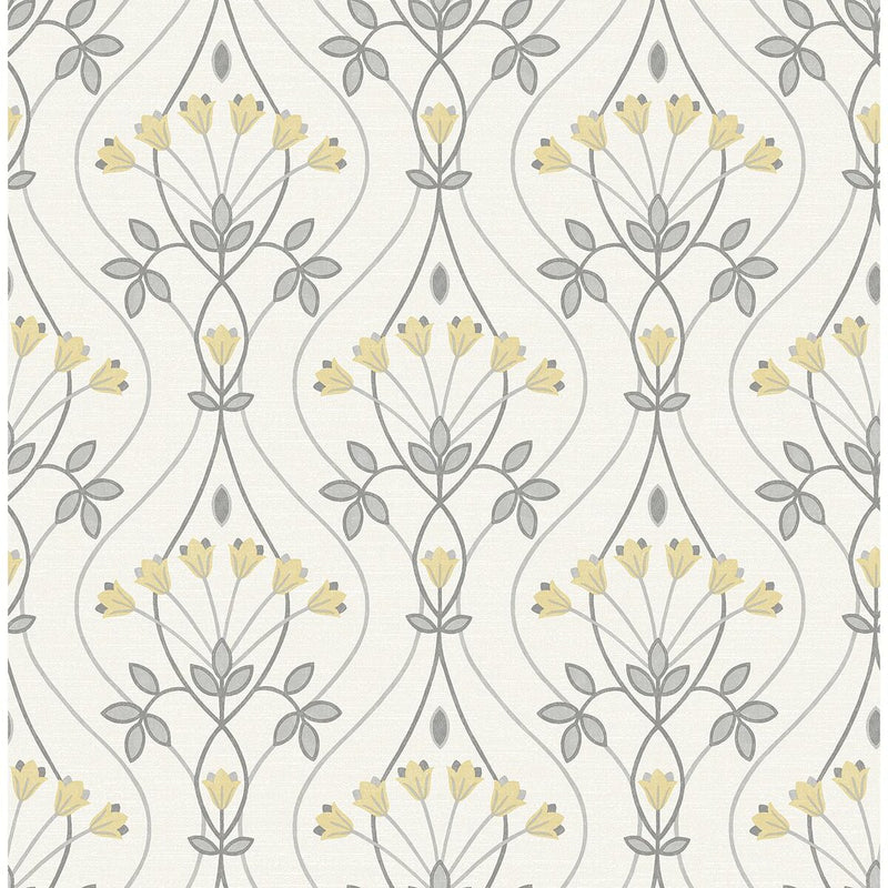 Dard Grey Tulip Ogee Wallpaper